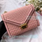 Top Copy Michael Kors Whitney Pink Quilted Leather Chain Shoulder Bag